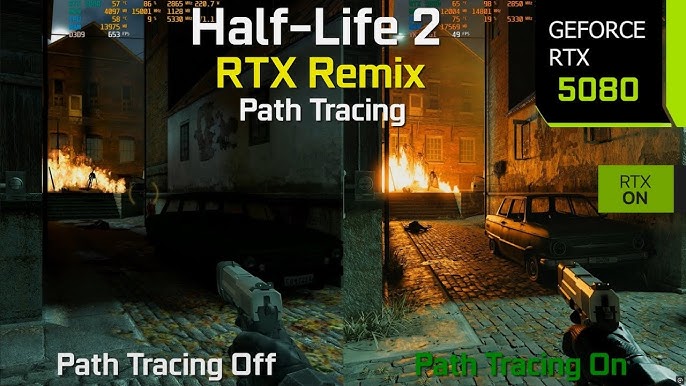 Half-Life 2 RTX On versus RTX Off comparison
